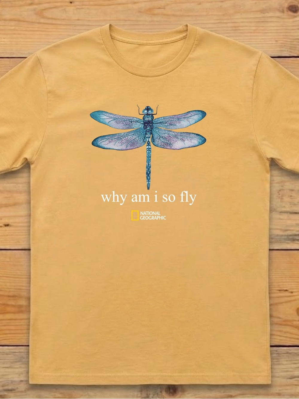 National  "Why Am I So Fly" Dragonfly Tee - Mustard